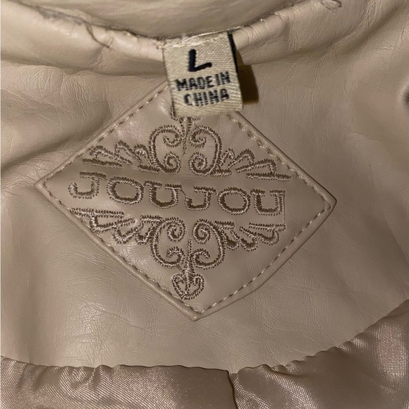 Leather type tan/beige jacket for girls size large (10-12) - Picture 6 of 9